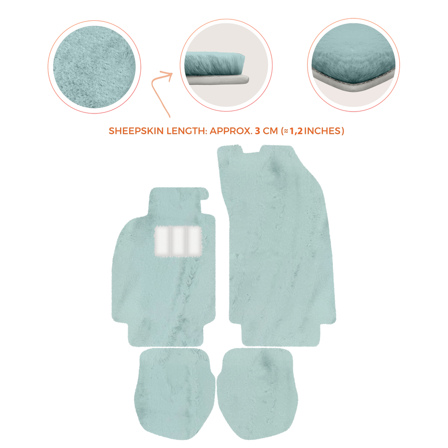 Tapis de voiture en peau de mouton pour Porsche 911 - 964 (1989-1994) - Longueur de peau de mouton, Options de couleur variées