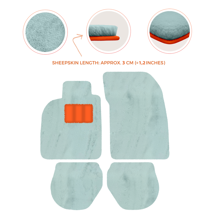 Tapis de voiture en peau de mouton pour Porsche 911-993 (1993-1998) - Longueur de peau de mouton, Options de couleur variées
