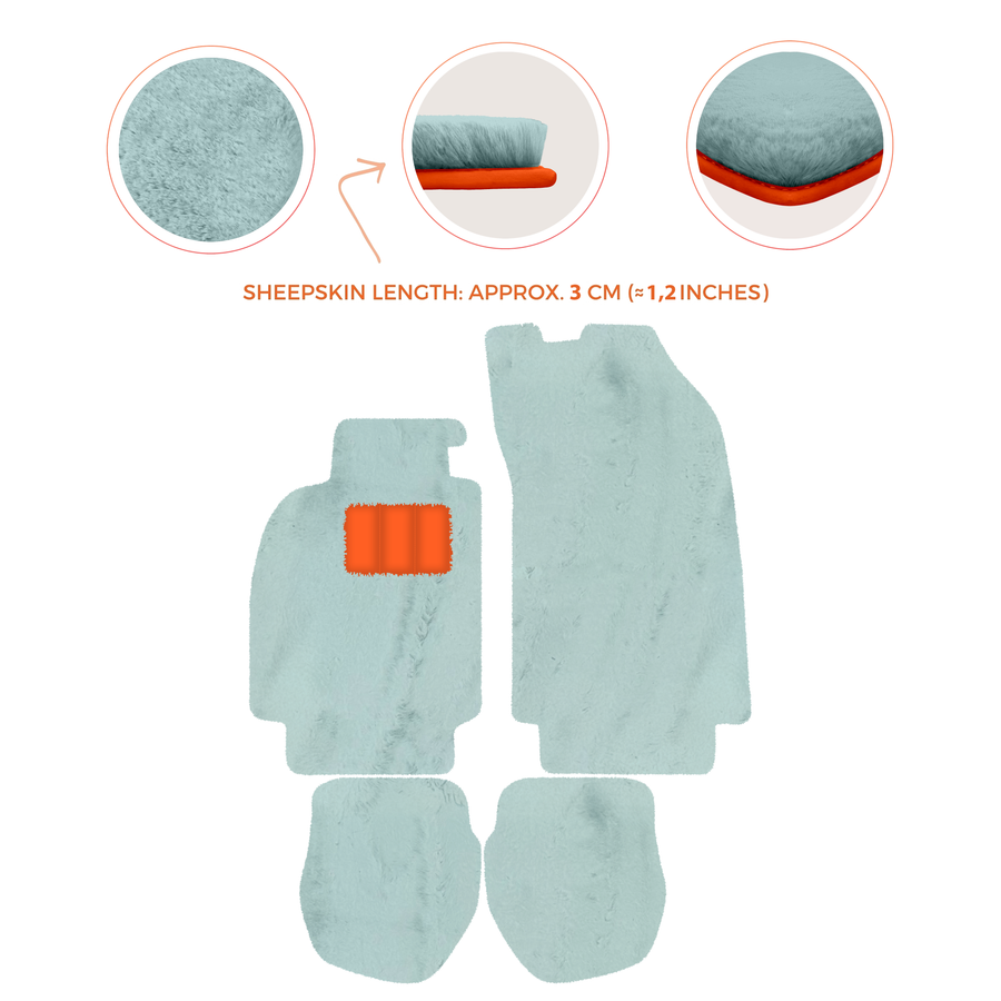 Tapis de voiture en peau de mouton pour Porsche 911 - 964 (1989-1994) - Longueur de peau de mouton, Options de couleur variées