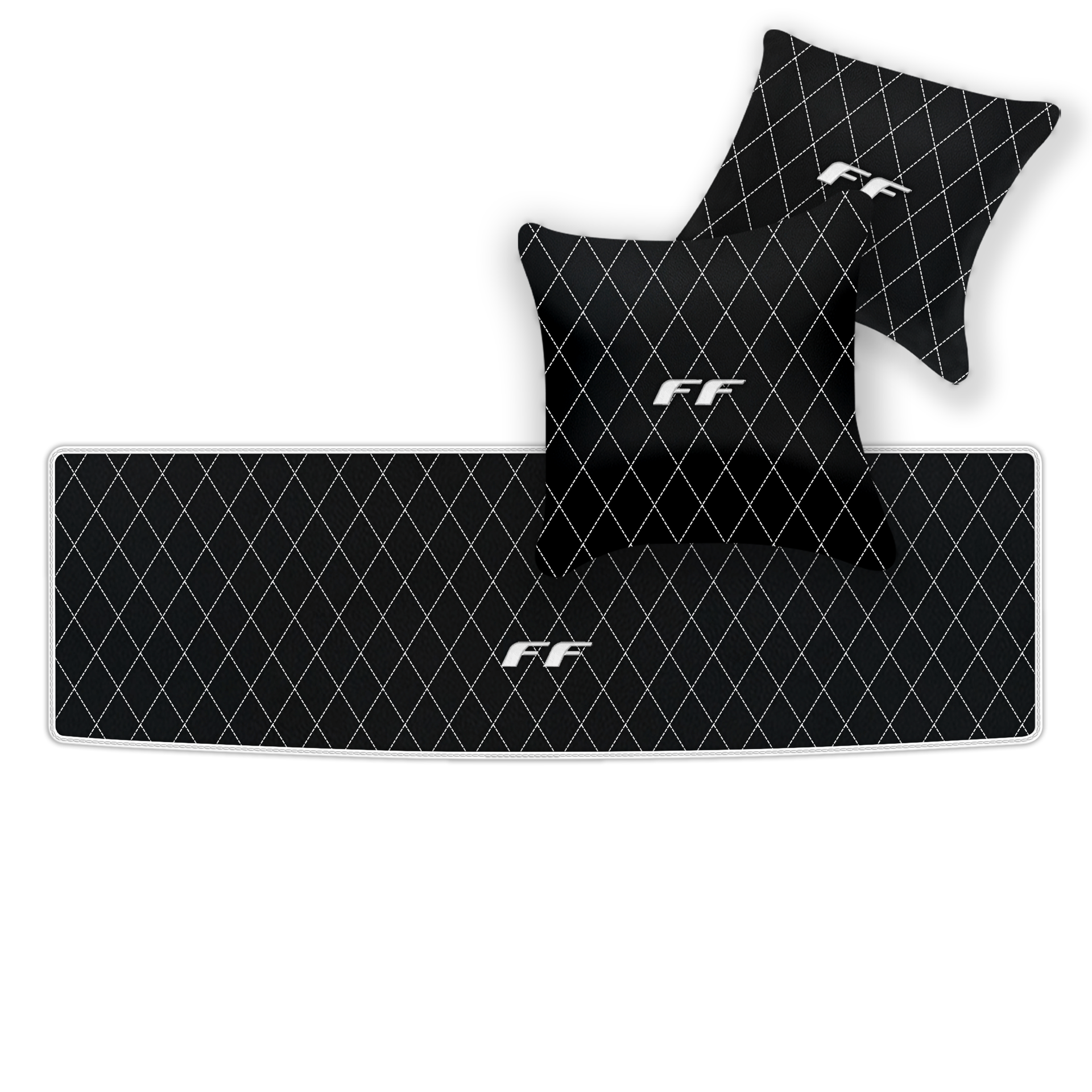 Luxury Black Leather Floor Mats for Ferrari Roma (2021-2024)