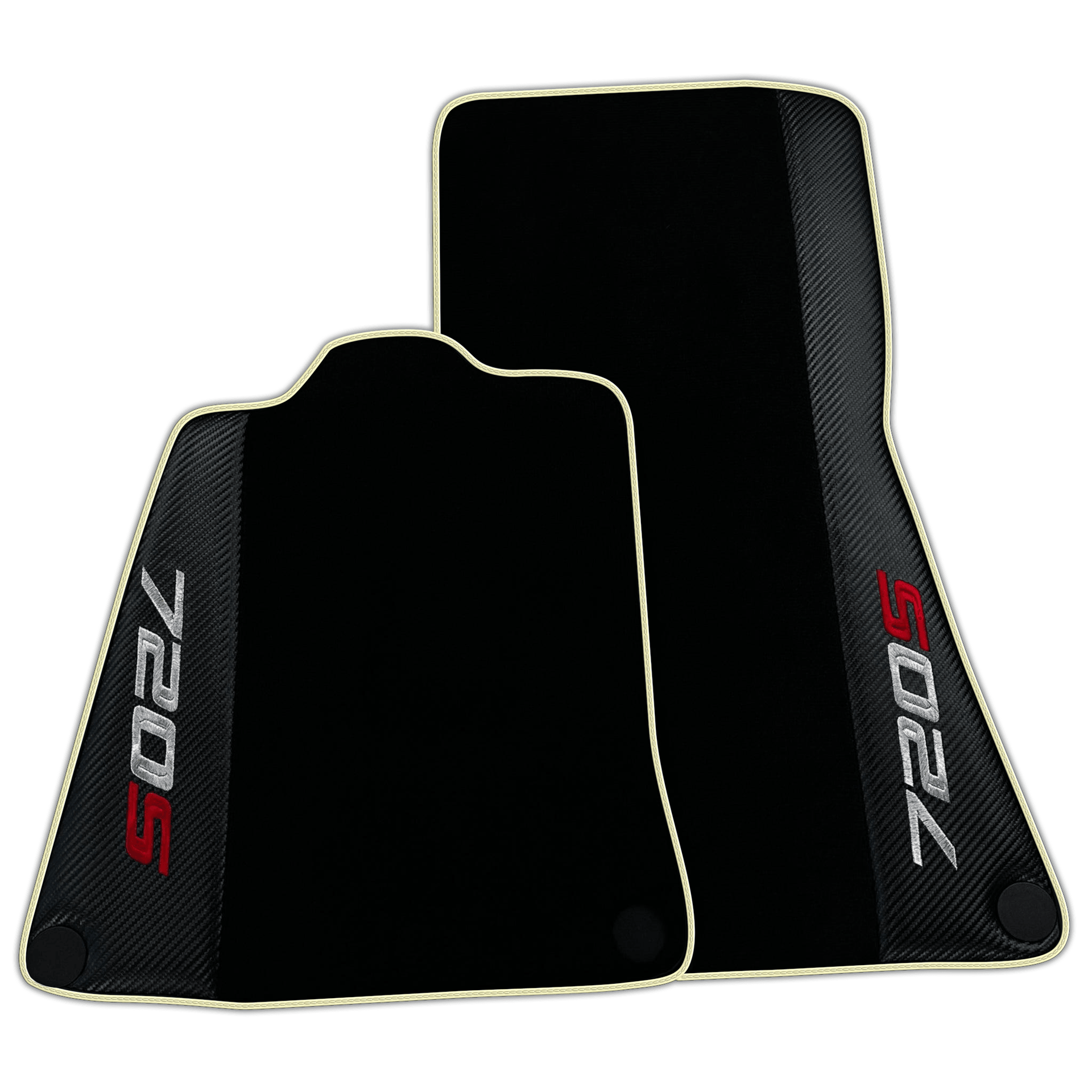 Black Floor Mats for McLaren 720S with Carbon Fiber | Various Trim Colors