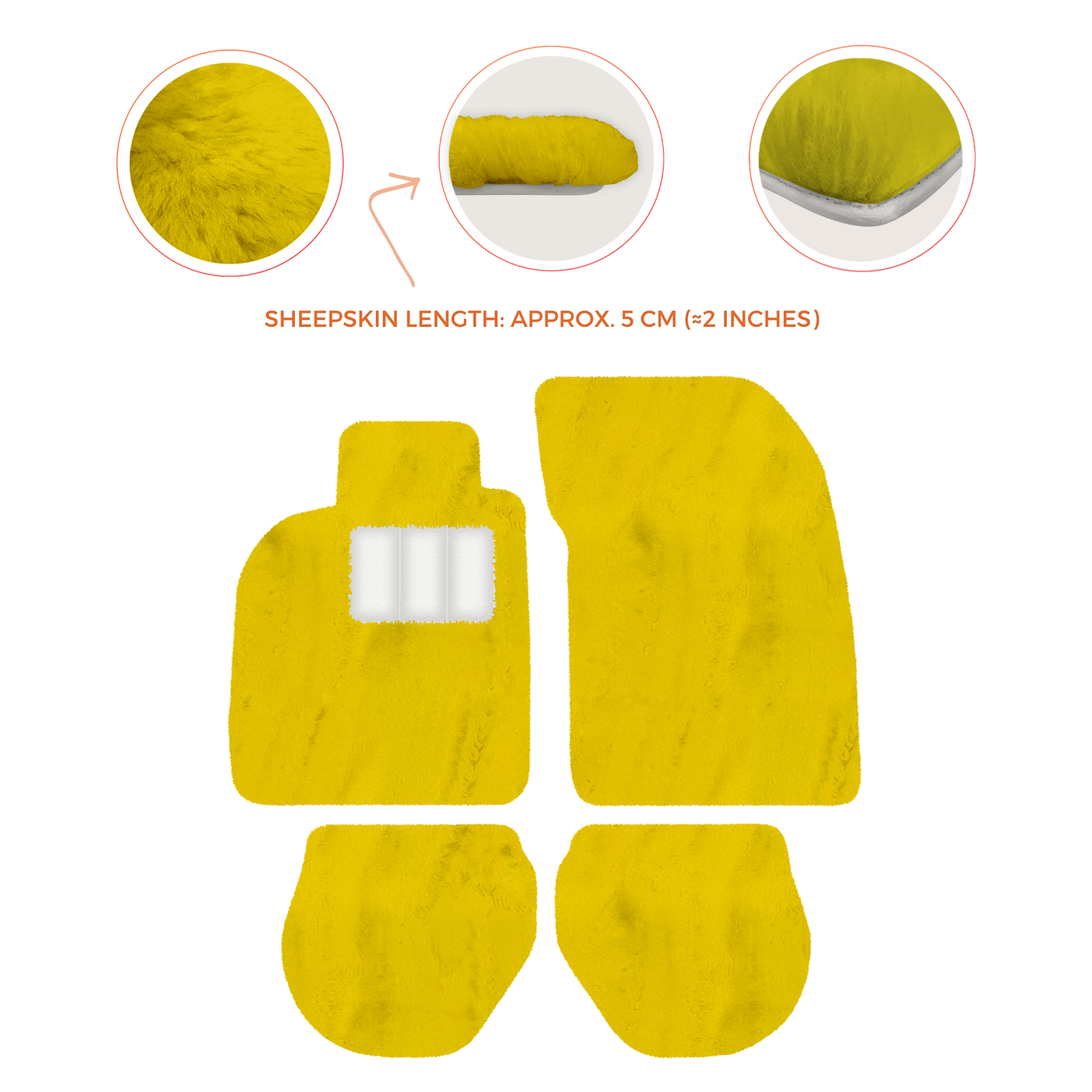 Sheepskin Floor Mats for Porsche 911-993 (1993-1998) - Sheepskin Length, Various Color Options