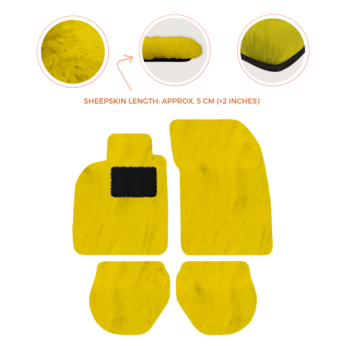 Sheepskin Floor Mats for Porsche 911-993 (1993-1998) - Sheepskin Length, Various Color Options