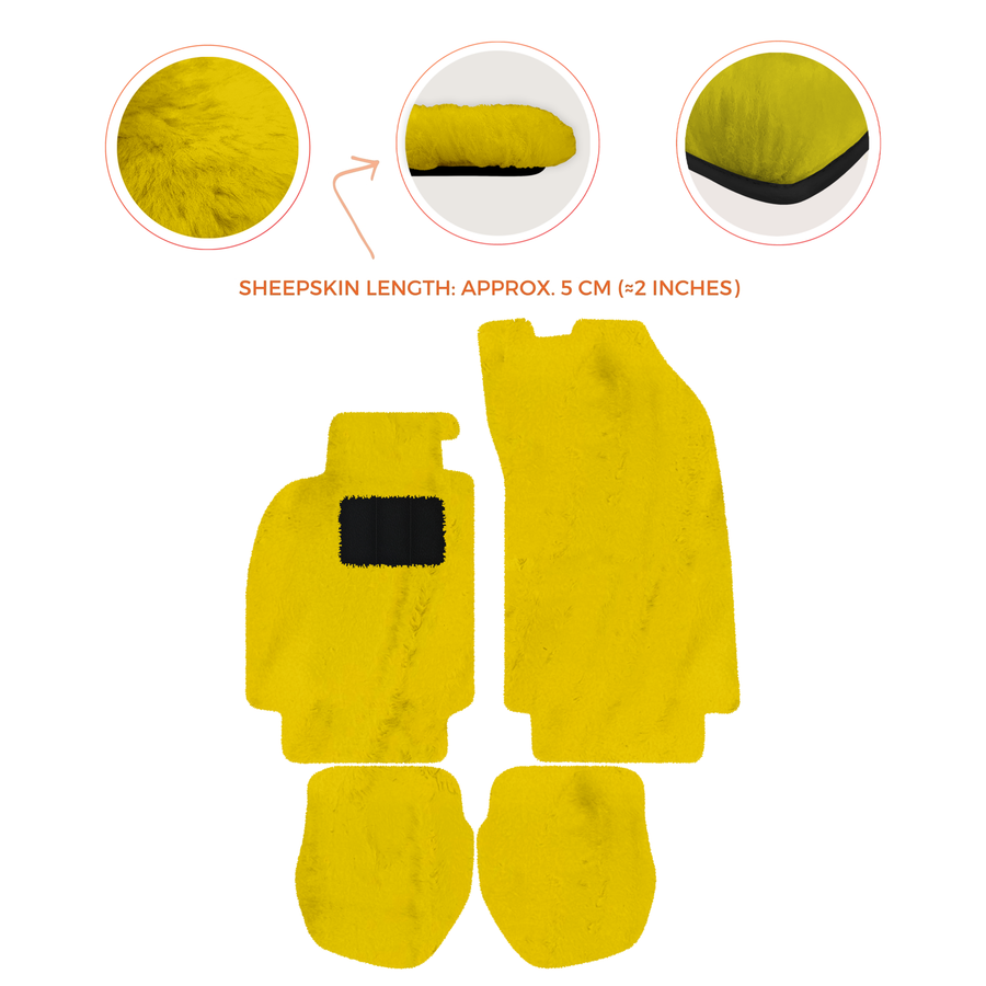 Tapis de voiture en peau de mouton pour Porsche 911 - 964 (1989-1994) - Longueur de peau de mouton, Options de couleur variées