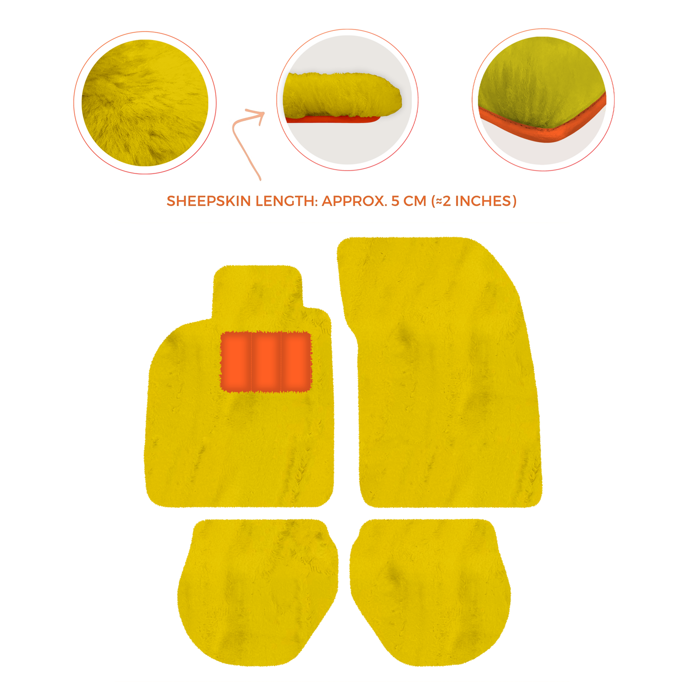 Sheepskin Floor Mats for Porsche 911-993 (1993-1998) - Sheepskin Length, Various Color Options