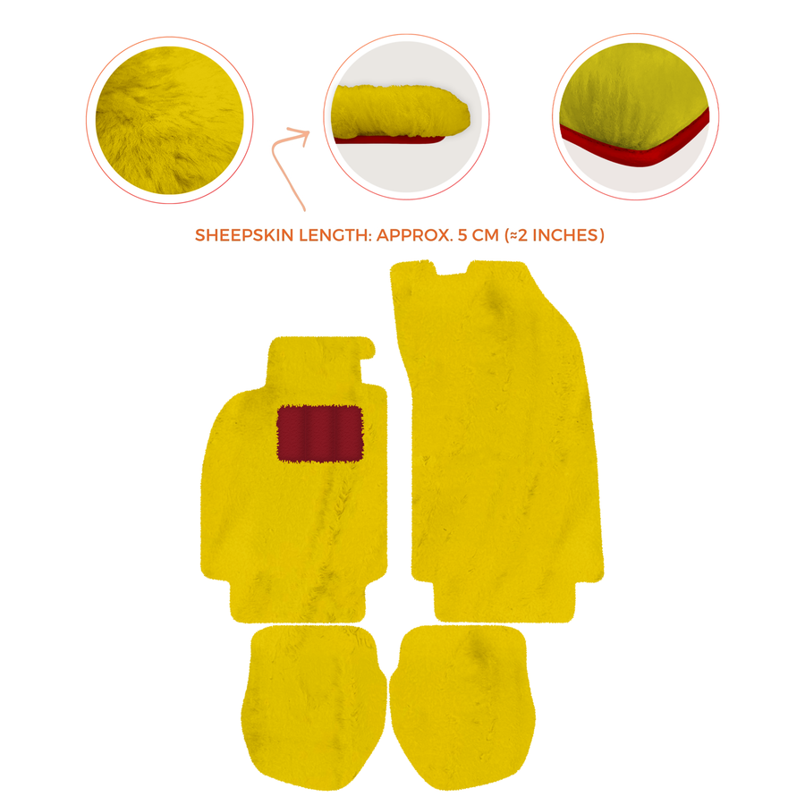 Tapis de voiture en peau de mouton pour Porsche 911 - 964 (1989-1994) - Longueur de peau de mouton, Options de couleur variées