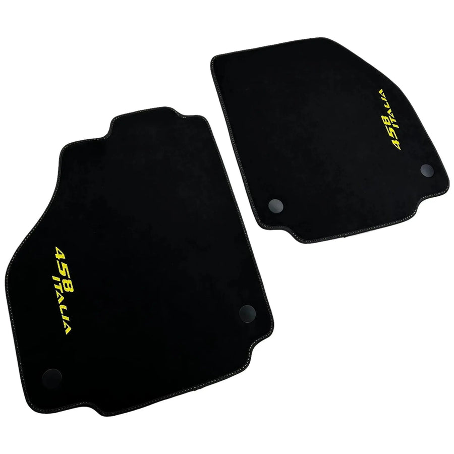 Alcantara Black Floor Mats For Ferrari 458 Italia (2009-2015) Yellow - AutoWin