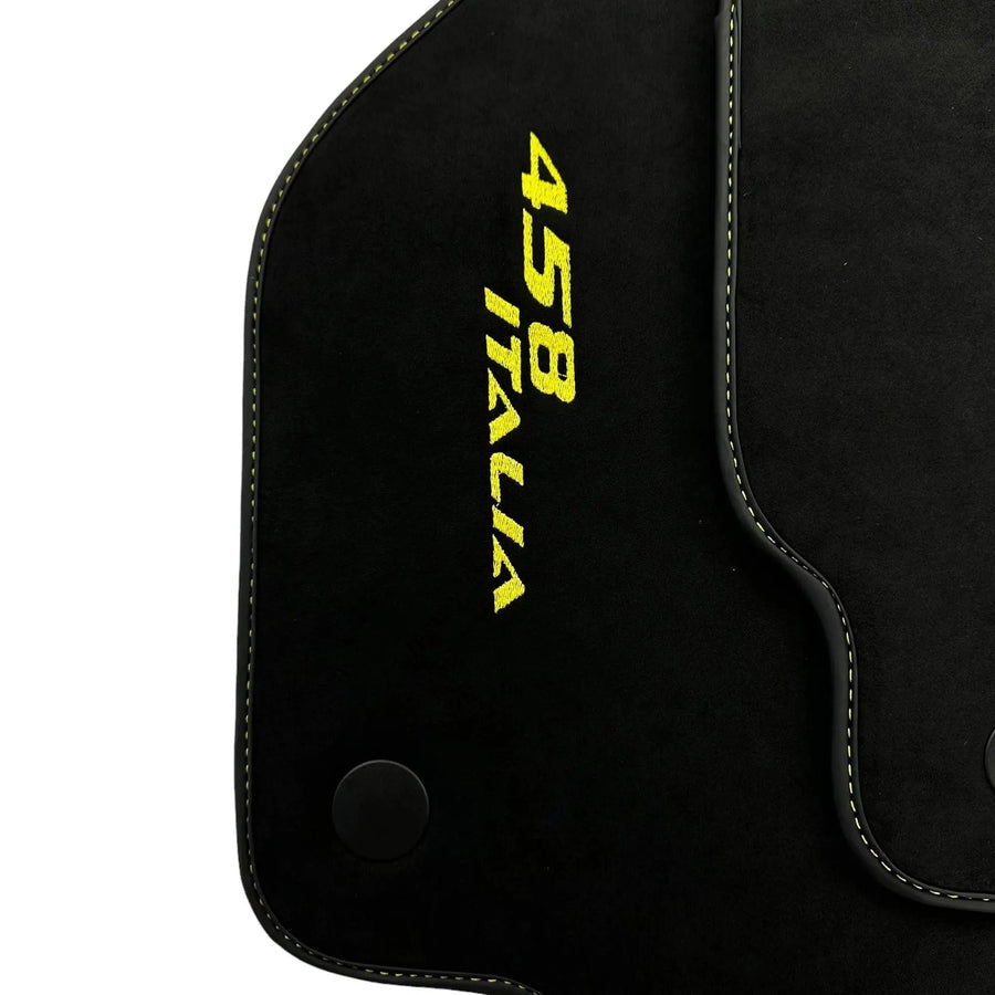 Alcantara Black Floor Mats For Ferrari 458 Italia (2009-2015) Yellow - AutoWin