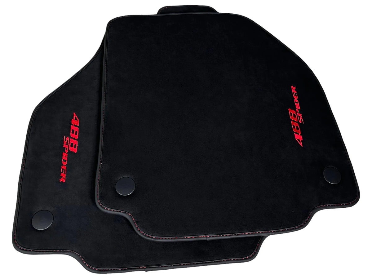 Alcantara Floor Mats for Ferrari 488 Spider 2016-2022 Red Sewing - AutoWin