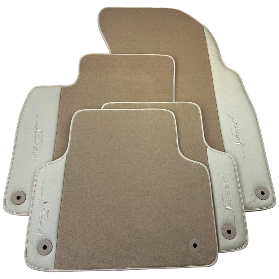 Beige Floor Mats for Bentley Flying Spur (2005-2013) with Leather - AutoWin