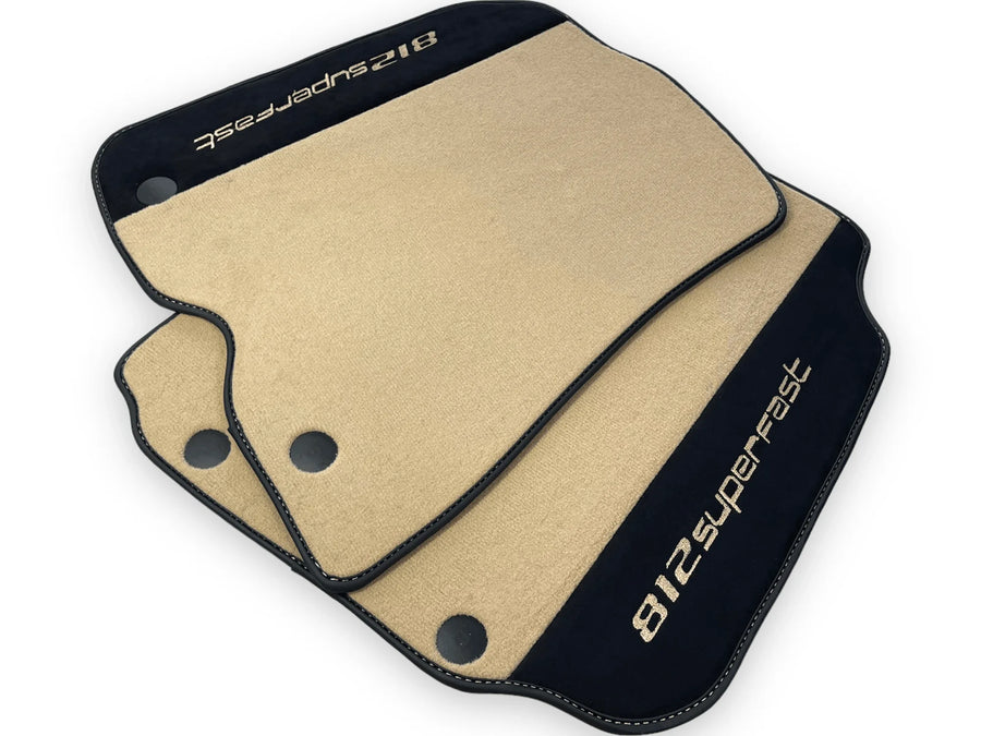 Beige Floor Mats For Ferrari 812 Superfast With Alcantara Leather - AutoWin