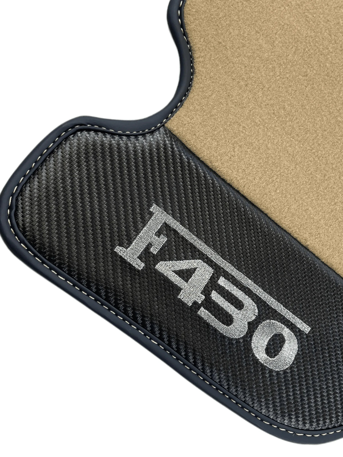 Beige Floor Mats For Ferrari F430 2004-2009 With Carbon Fiber Leather - AutoWin