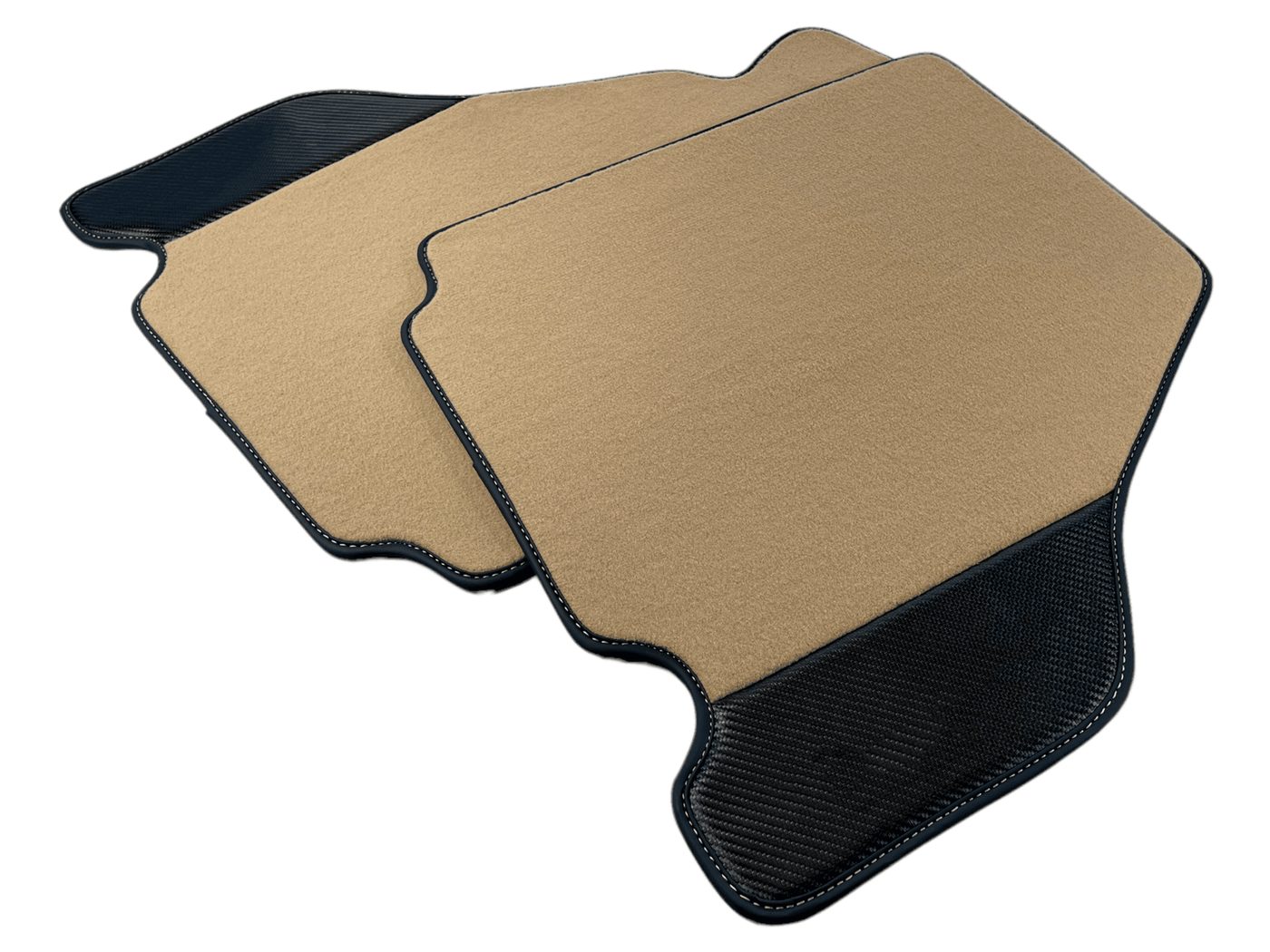 Beige Floor Mats For Ferrari F430 2004-2009 With Carbon Fiber Leather - AutoWin