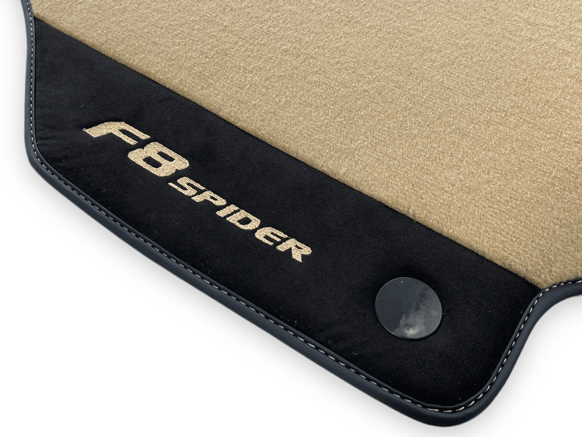 Beige Floor Mats For Ferrari F8 Spider 2019-2022 With Alcantara Leather - AutoWin