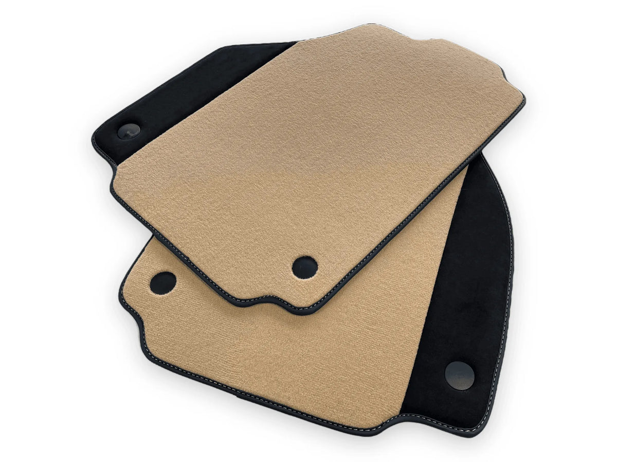 Beige Floor Mats For Ferrari F8 Spider 2019-2022 With Alcantara Leather - AutoWin