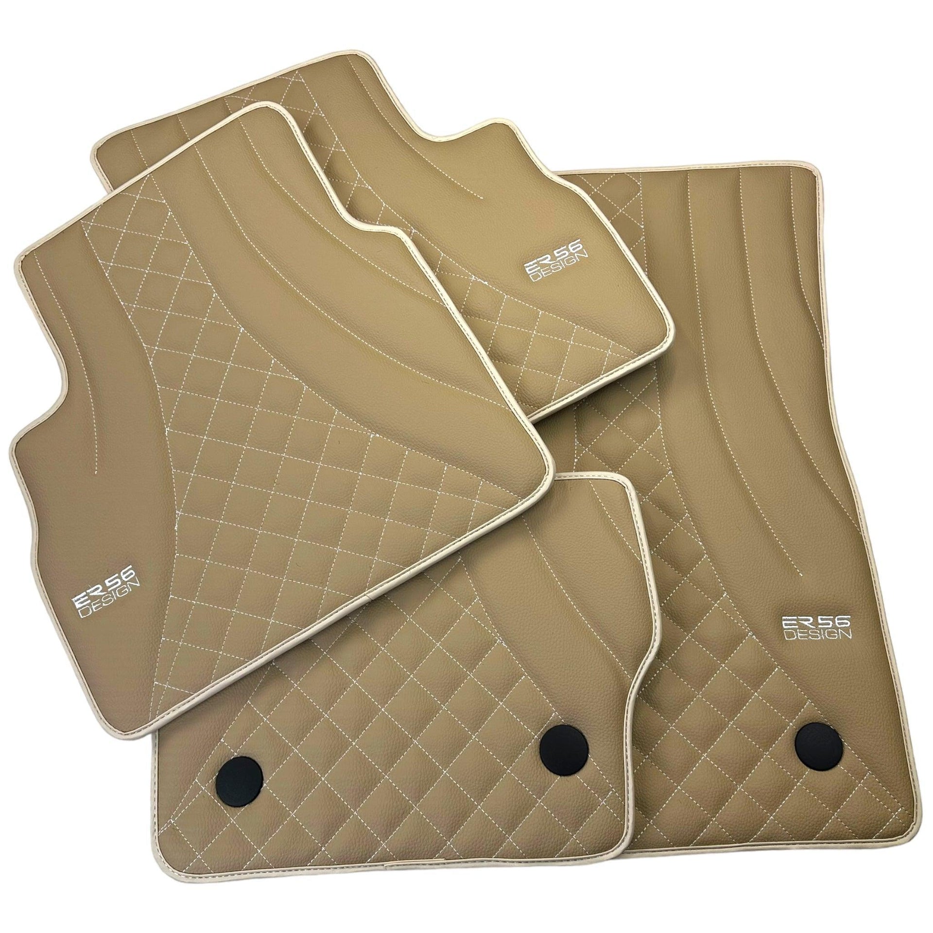 Beige Leather Floor Mats for Mercedes-Benz W463 (2008-2018) ER56 Design - AutoWin