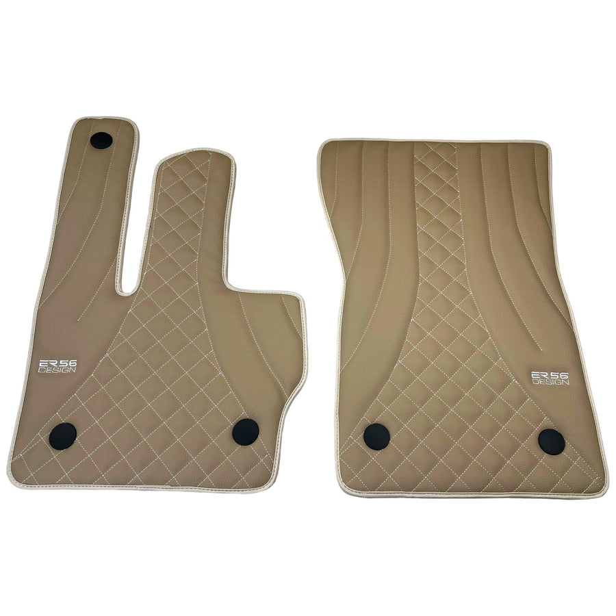Beige Leather Floor Mats for Mercedes-Benz W463 (2008-2018) ER56 Design - AutoWin