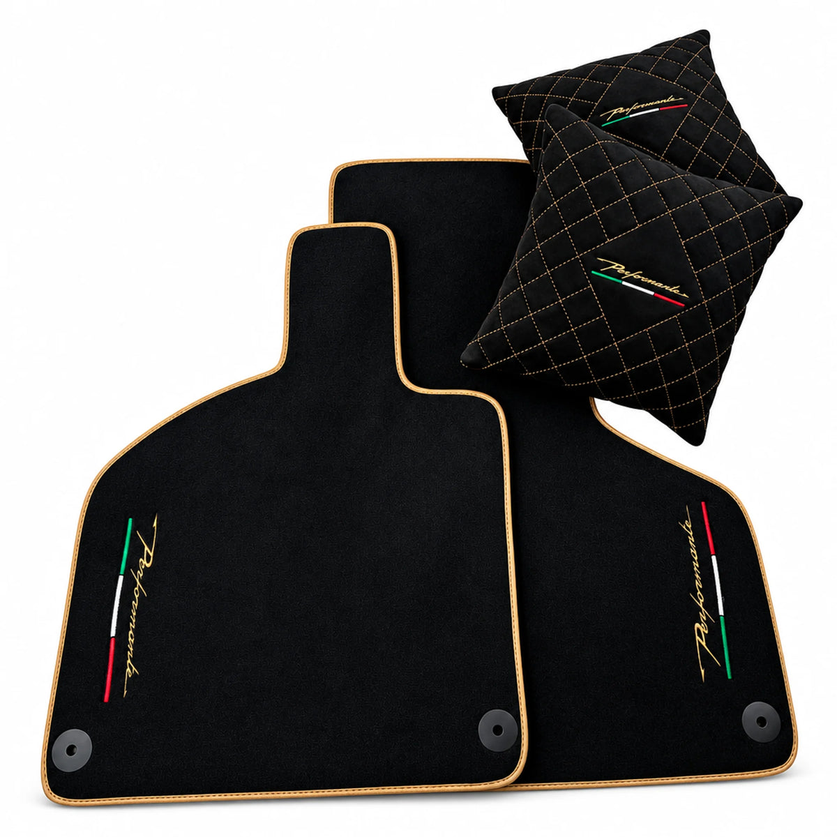 Black Carpet Floor Mats for Lamborghini Huracan Performante – Optional Alcantara Pillows Set of 2