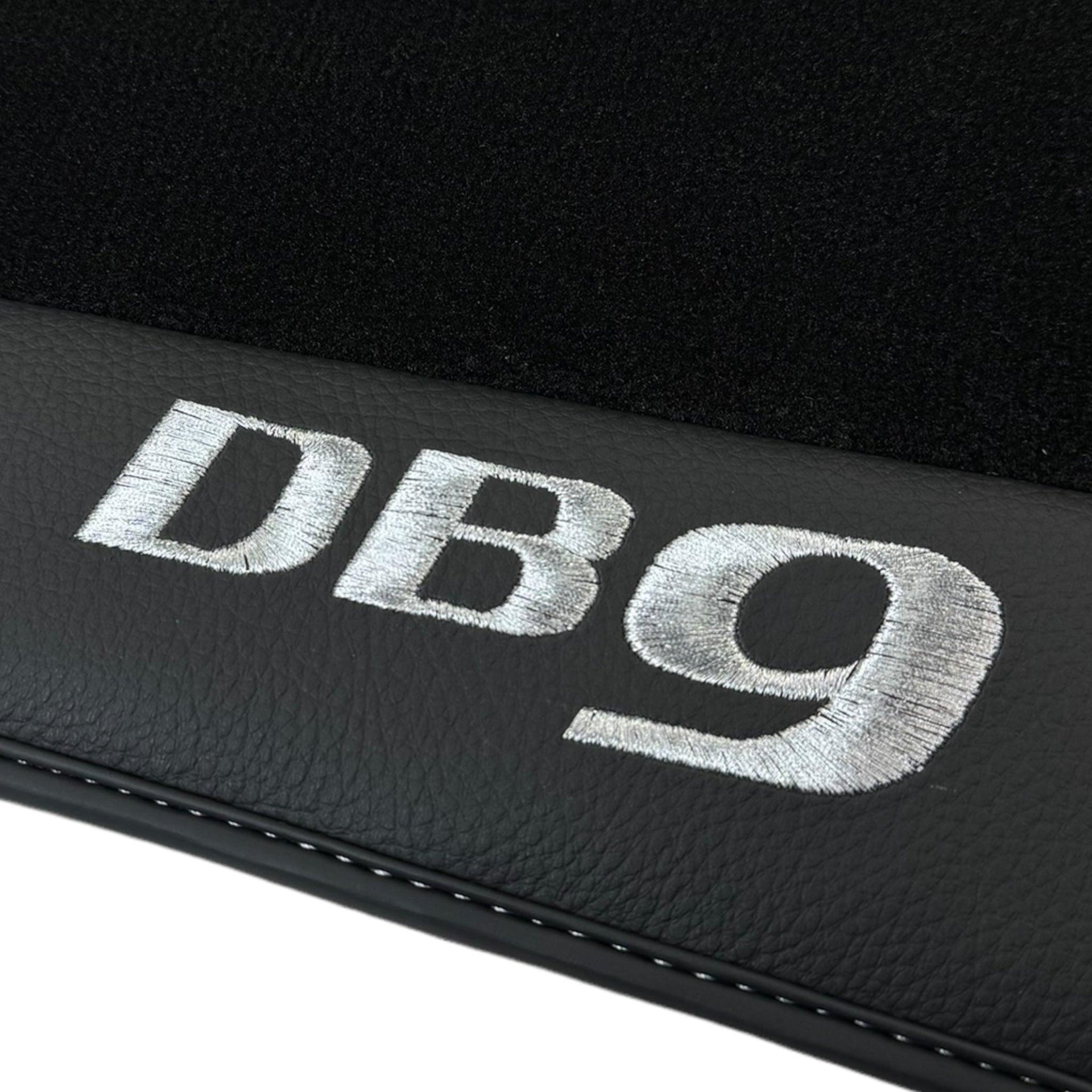 Black Floor Mats for Aston Martin DB9 (2004-2016) with Leather - AutoWin