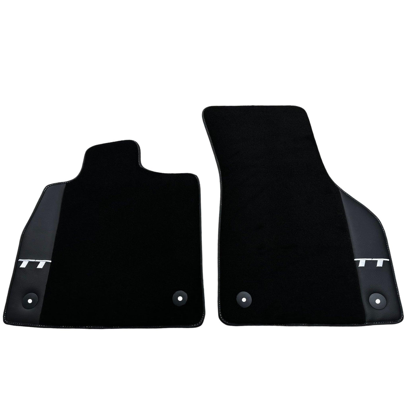 Black Floor Mats for Audi TT MK2 Convertible (2006-2014) with Leather - AutoWin