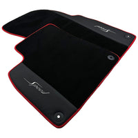Black Floor Mats for Bentley Bentayga (2015-2023) with Leather | Red Trim - AutoWin