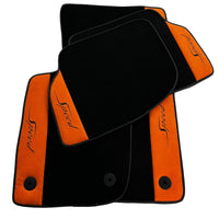 Black Floor Mats For Bentley Continental GT (2018–2023) with Orange Alcantara Leather - AutoWin