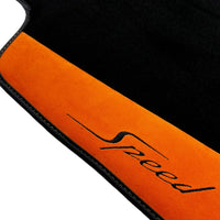 Black Floor Mats For Bentley Continental GT (2018–2023) with Orange Alcantara Leather - AutoWin