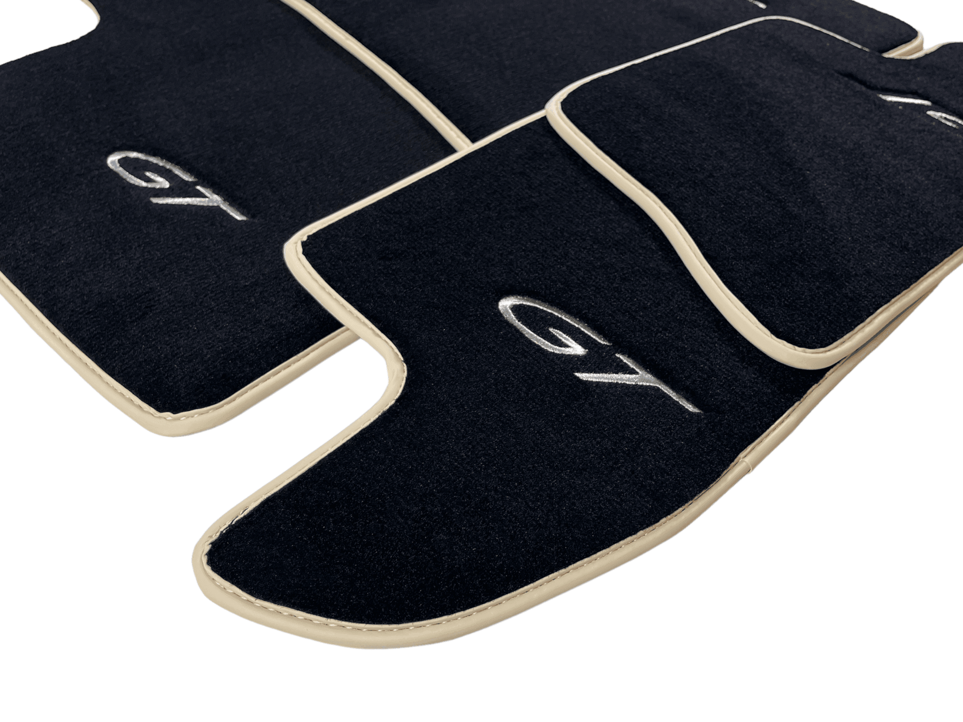 Black Floor Mats For Bentley Continental GTC (2011-2018) With Beige Trim - AutoWin