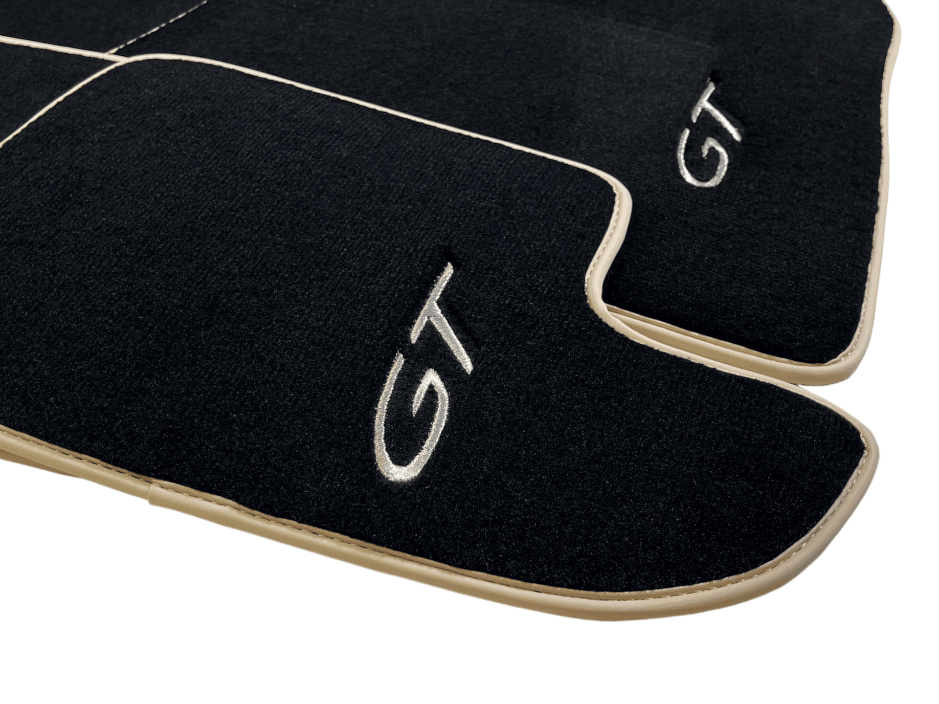 Black Floor Mats For Bentley Continental GTC (2011-2018) With Beige Trim - AutoWin