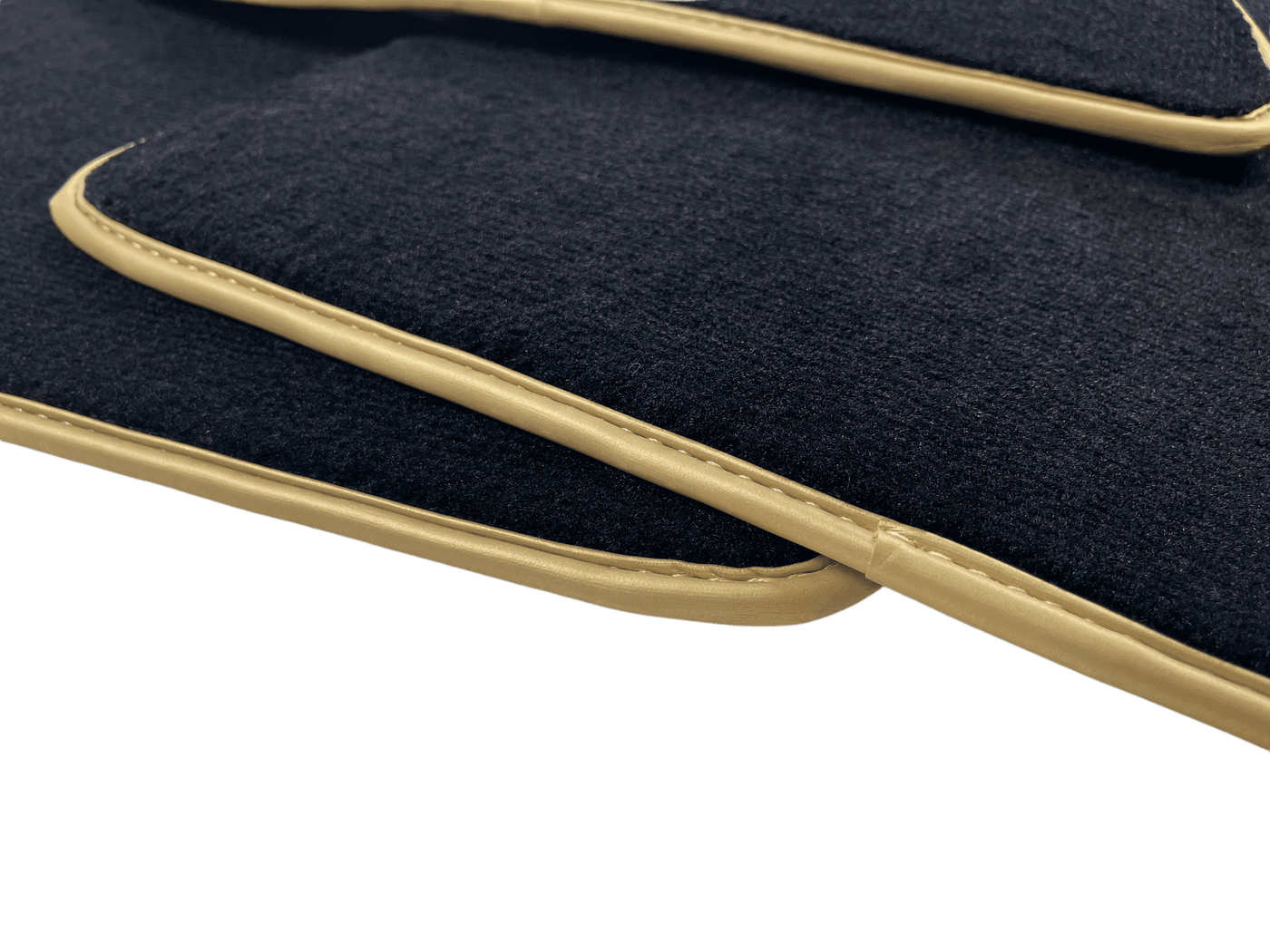 Black Floor Mats For Bentley Continental GTC (2011-2018) With Gold Color Trim - AutoWin