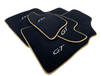 Black Floor Mats For Bentley Continental GTC (2011-2018) With Gold Color Trim - AutoWin