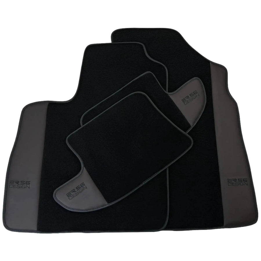 Black Floor Mats for Bentley Continental GTC (2018–2023) with Dark Brown Leather | ER56 Design - AutoWin