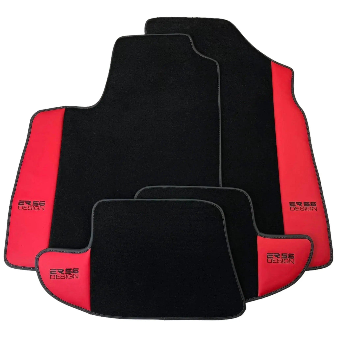 Black Floor Mats for Bentley Continental GTC (2018–2023) with Red Leather | ER56 Design - AutoWin