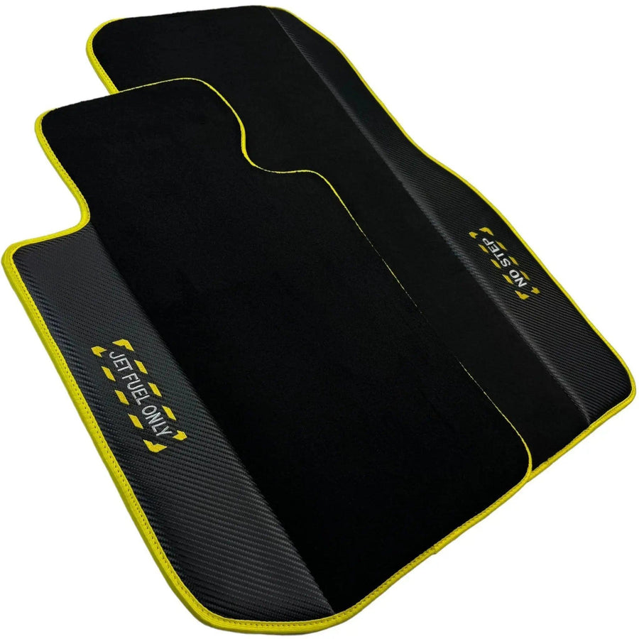 Black Floor Mats For BMW 1 Series F20 | Fighter Jet Edition | Yellow Trim - AutoWin