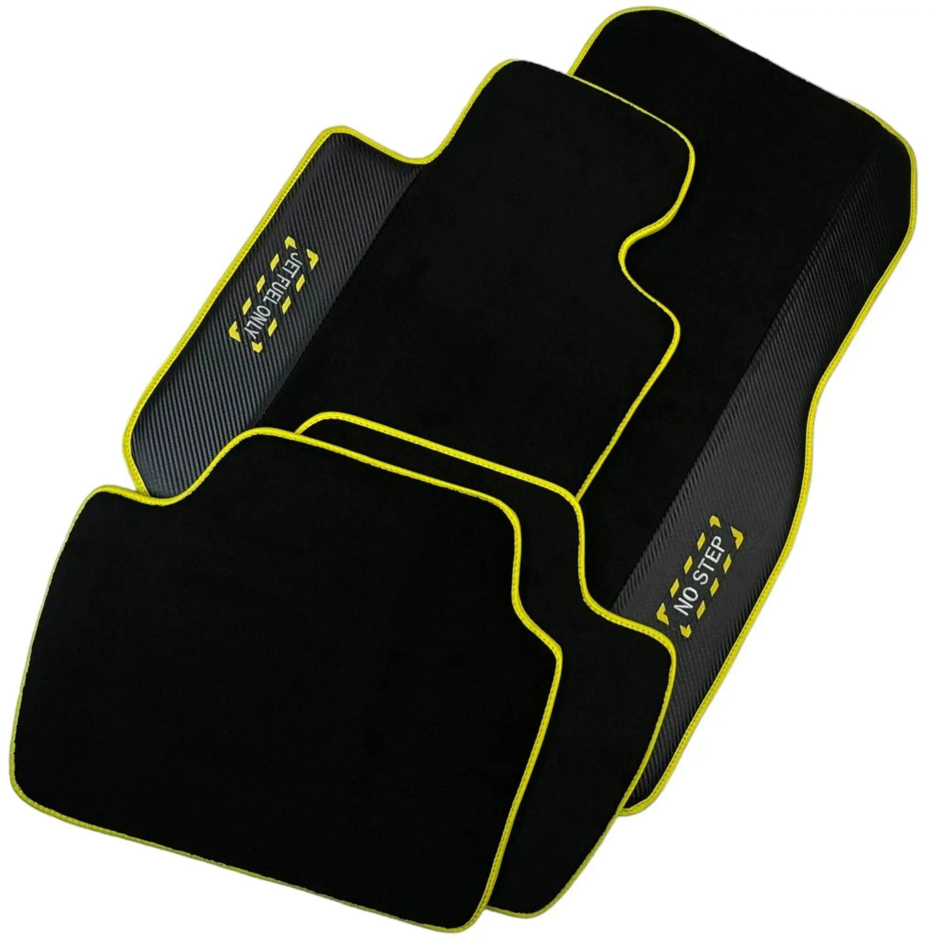 Black Floor Mats For BMW 4 Series F32 | Fighter Jet Edition | Yellow Trim - AutoWin