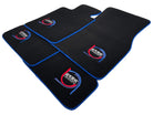 Black Floor Mats For BMW 5 Series E28 Sedan ER56 Design Limited Edition Blue Trim - AutoWin