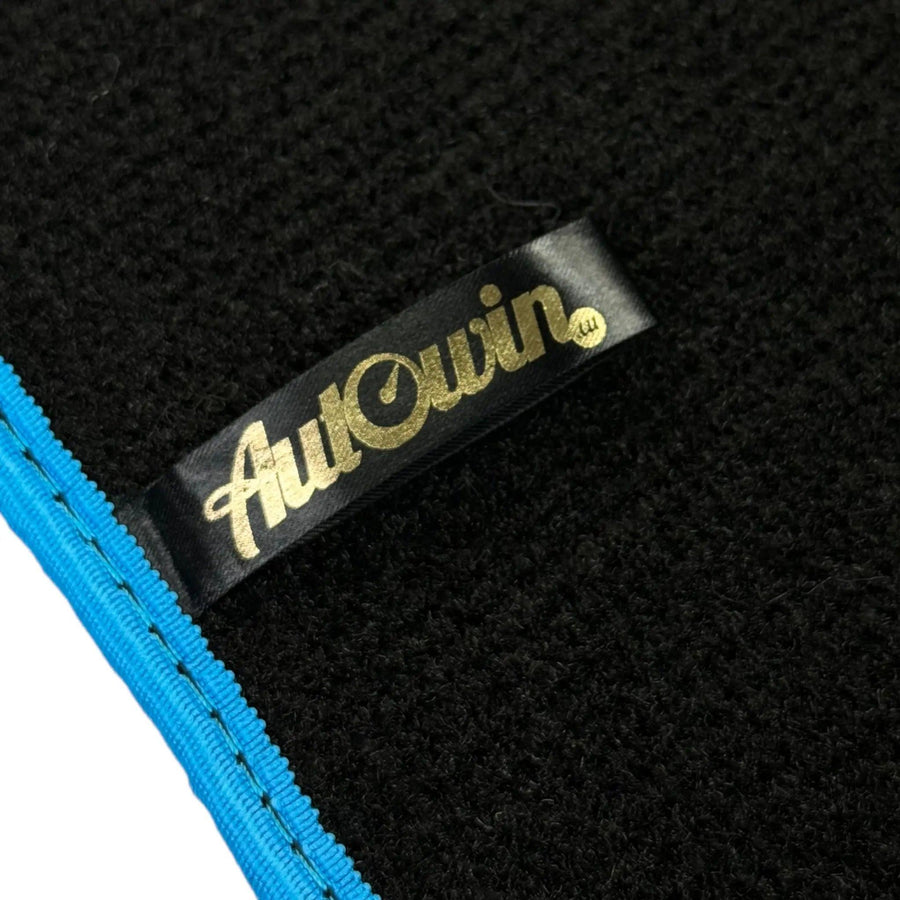 Black Floor Mats For BMW G60 (2023-2026) Sedan | Sky Blue Trim - AutoWin