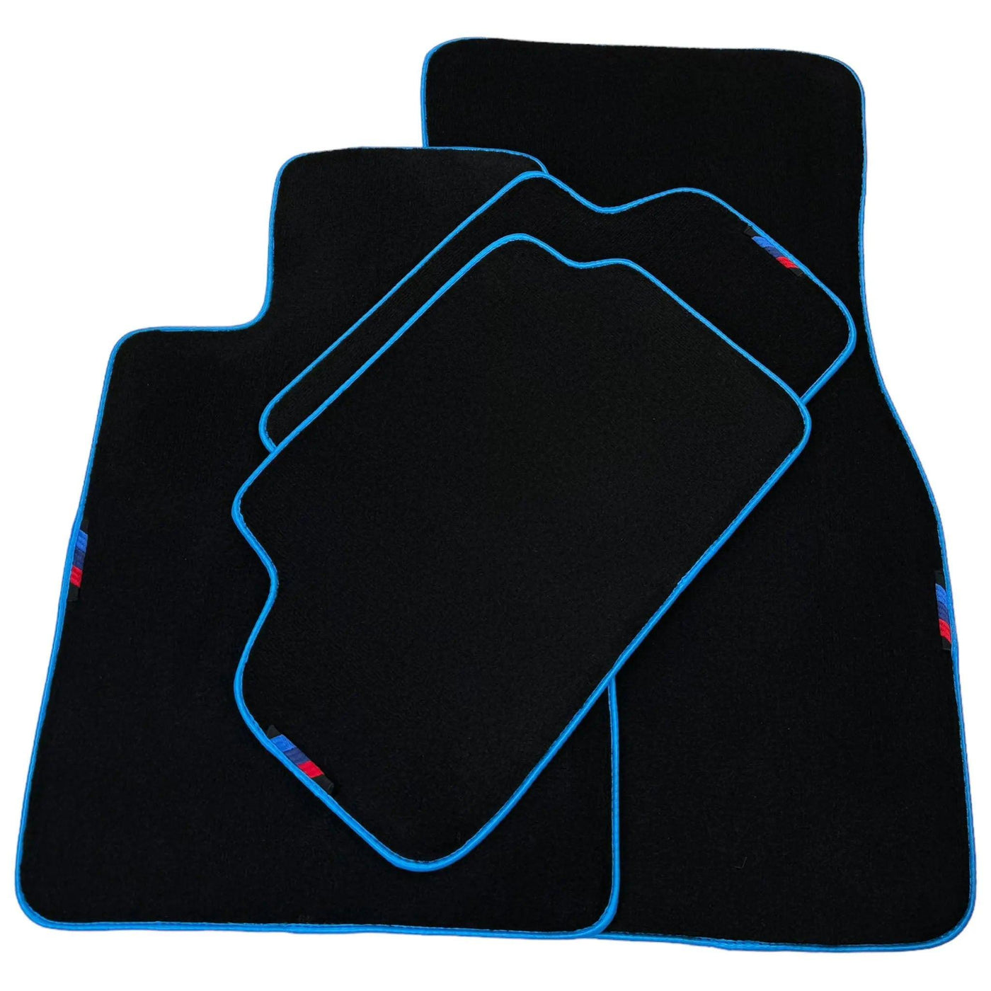 Black Floor Mats For BMW M5 G90 (2023-2026) Sedan | Sky Blue Trim - AutoWin