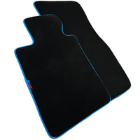 Black Floor Mats For BMW M5 G90 (2023-2026) Sedan | Sky Blue Trim - AutoWin