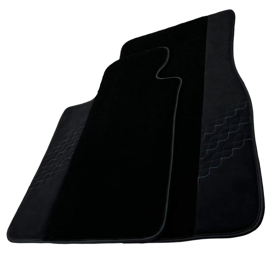 Black Floor Mats for BMW 2 Series Gran Tourer F46 (2015-2022) 5 Seats with Alcantara Leather - AutoWin