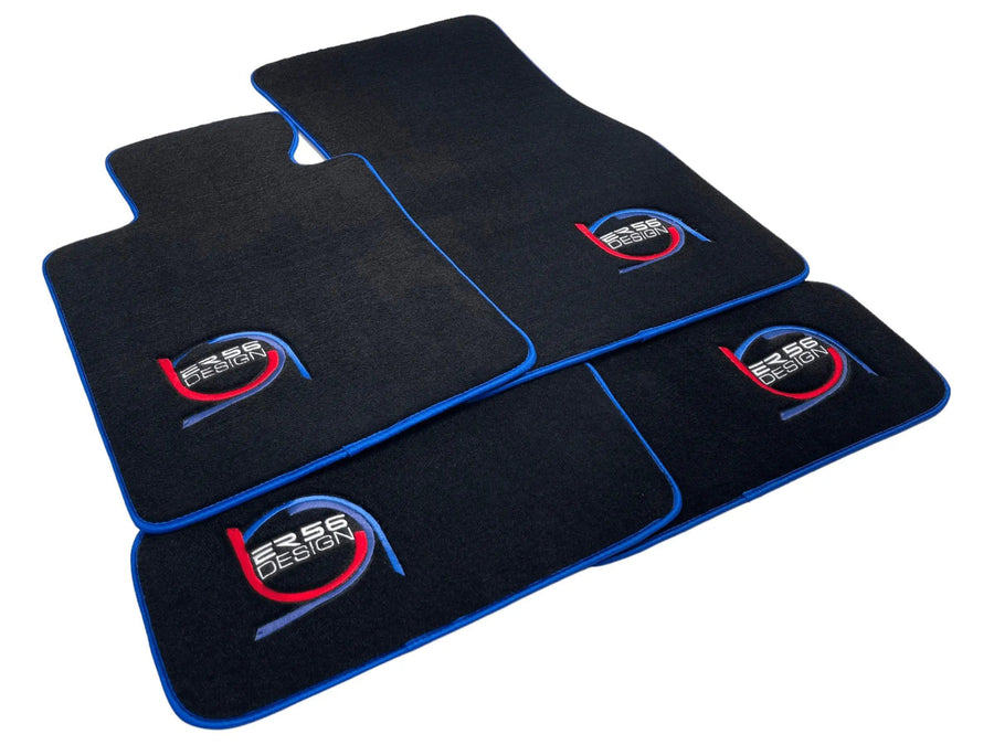 Black Floor Mats For BMW 5 Series G31 Wagon ER56 Design Limited Edition Blue Trim - AutoWin