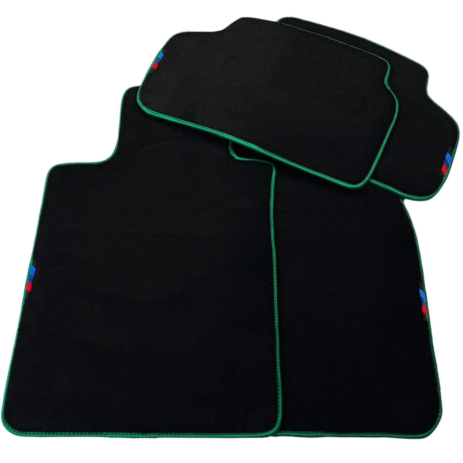 Black Floor Mats For BMW 7 Series F01 | Green Trim AutoWin Brand - AutoWin