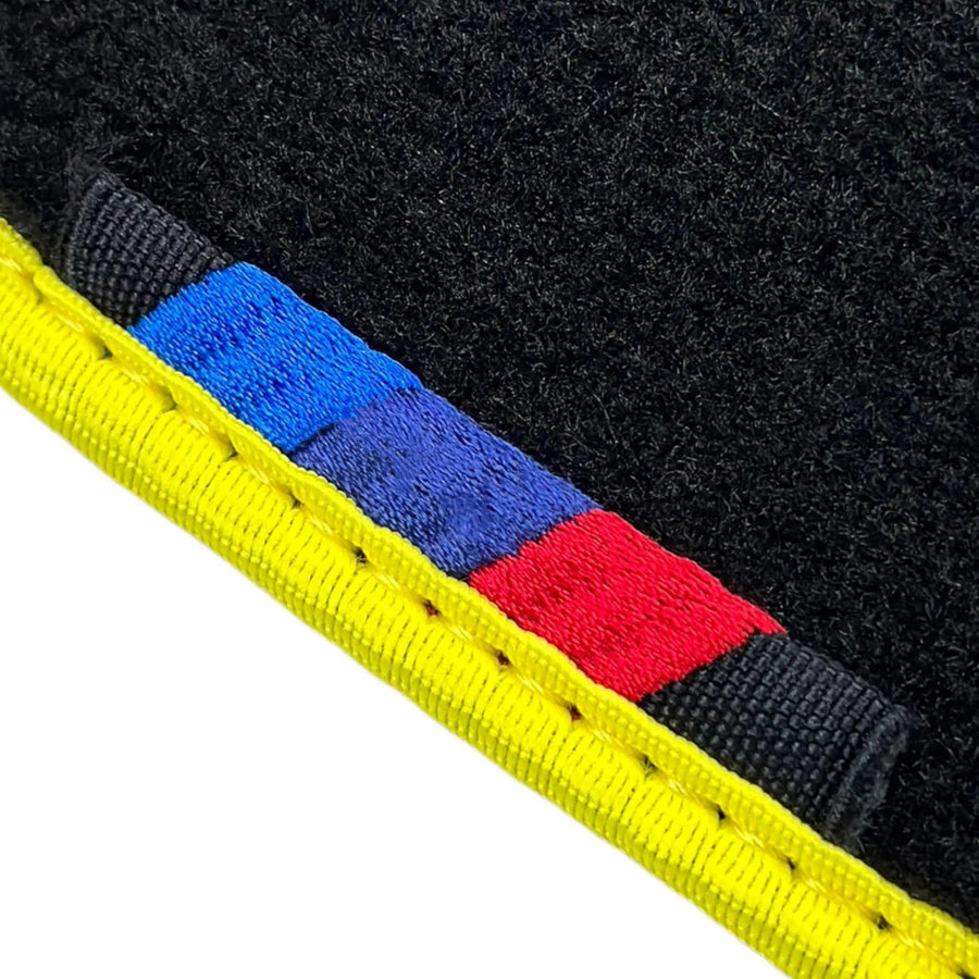 Black Floor Mats For BMW 1 Series | Yellow Trim - AutoWin