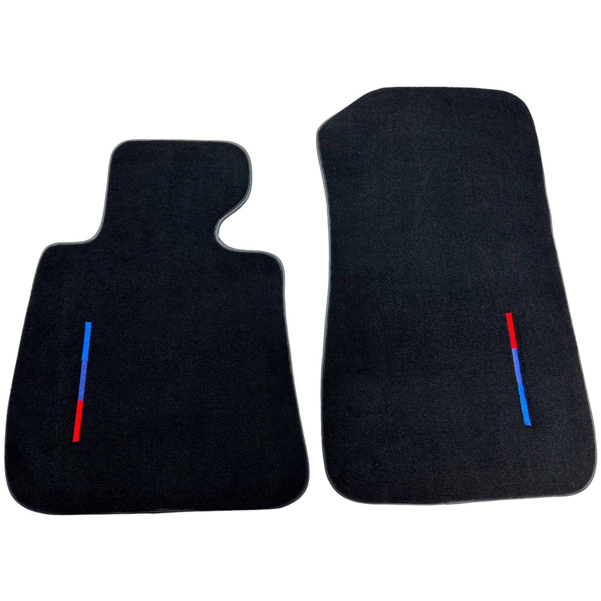 Black Floor Mats For BMW M3 4-door E90 With 3 Color Stripes Tailored Set Perfect Fit - AutoWin