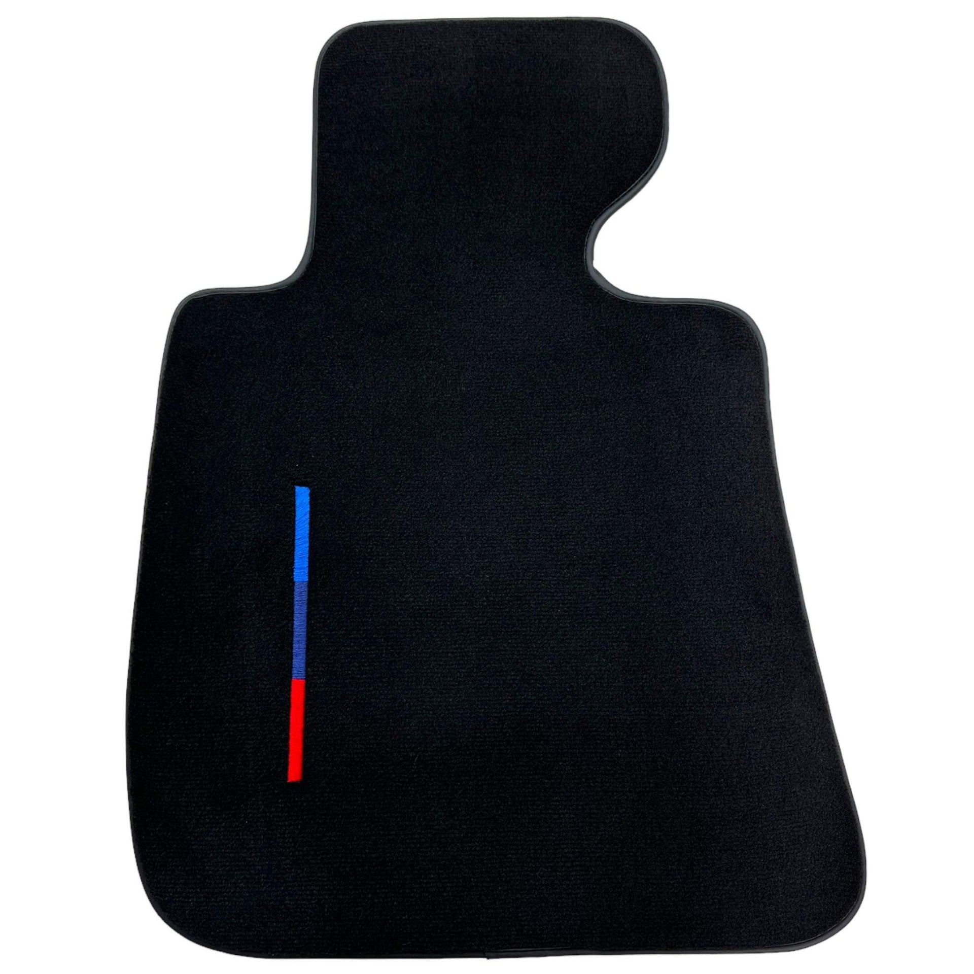Black Floor Mats For BMW M3 4-door E90 With 3 Color Stripes Tailored Set Perfect Fit - AutoWin