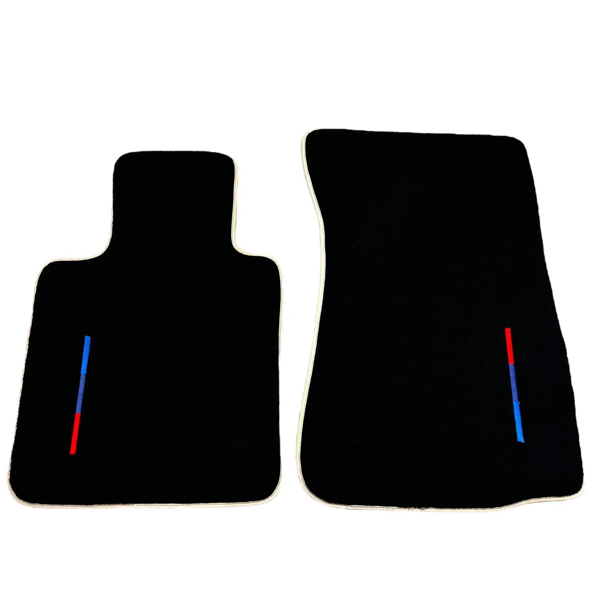 Black Floor Mats For BMW Z4 Series E89 With Color Stripes and Beige Trim Tailored Set Perfect Fit - AutoWin
