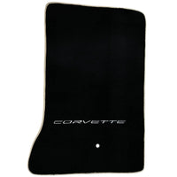 Black Floor Mats For Chevrolet Corvette C6 (2005-2013) with Beige Trim - AutoWin