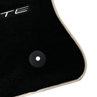 Black Floor Mats For Chevrolet Corvette C7 Convertible (2014-2019) with Beige Trim - AutoWin