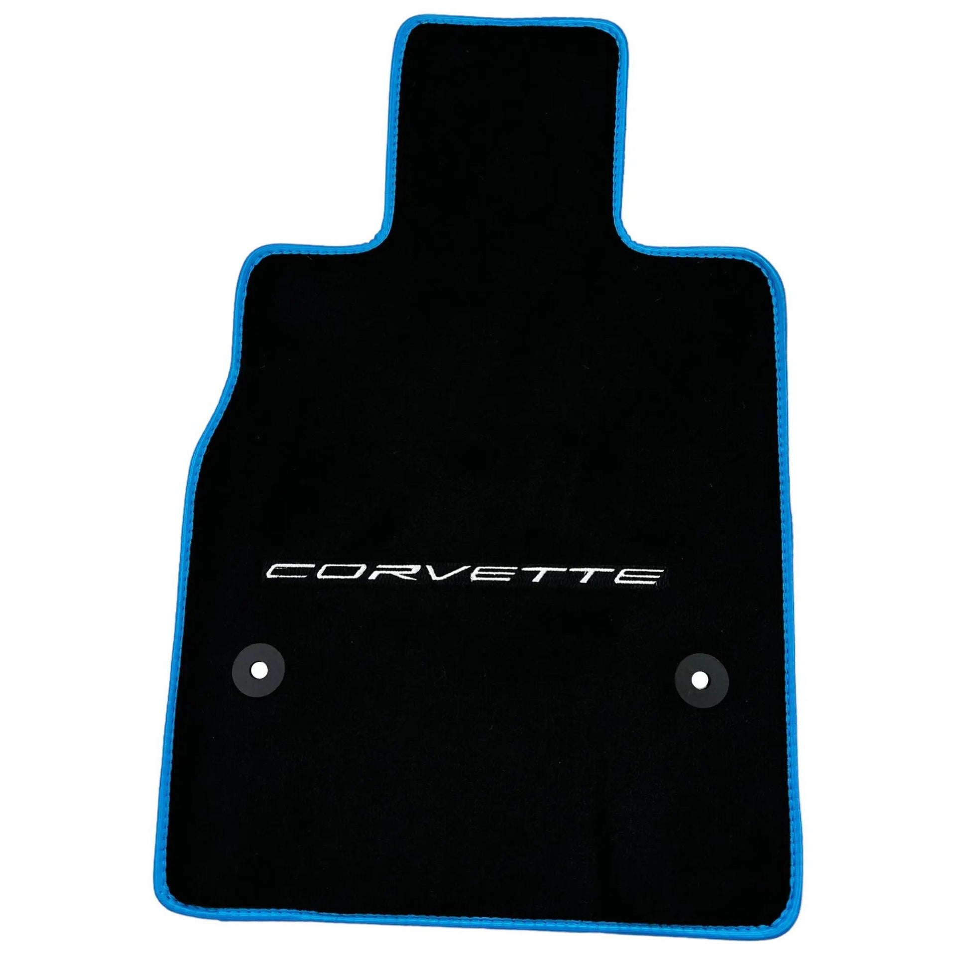 Black Floor Mats For Chevrolet Corvette C8 (2020-2024) with Blue Trim - AutoWin