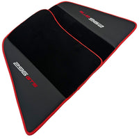 Black Floor Mats for Ferrari 296 GTS (2022-2024) with Leather and Red Trim - AutoWin